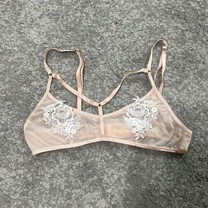 NUDE FLORAL MESH BRA